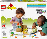 Interaktywny pociąg przygód LEGO DUPLO, zestaw ze światłami i dźwiękami do odgrywania ról, pozwala dwulatkom budować tory, edukacyjna zabawka dla przedszkolaków 10427 Zestawy do budowania Besuche den LEGO-Store