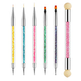 Sularpek 6 Stück Nagel Pinsel, Nail Art Pinsel, Pinsel Nageldesign, Nagel Pinsel Set, Nail Art Dotting Tools Mit 1 Gąbkowy aplikator w pędzelku, Nageldesign Zubehör Für DIY Nail Art Design