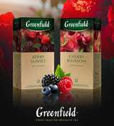 Kwiat wiśni Greenfield, hibiskus, dzika róża, jabłko, malina, jeżyna, torebki herbaty (2 g x 25), 50 g