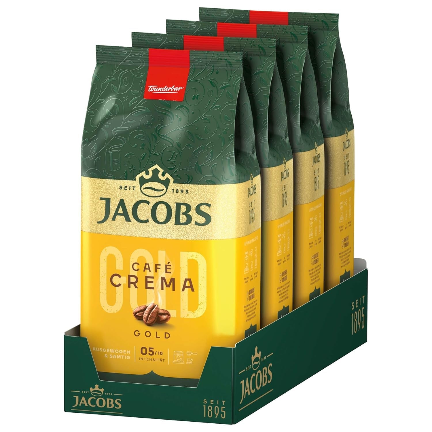 Jacobs Expert Roast Cafe Crema Gold, Kawa w całych ziarnach (4 x 1 kg)