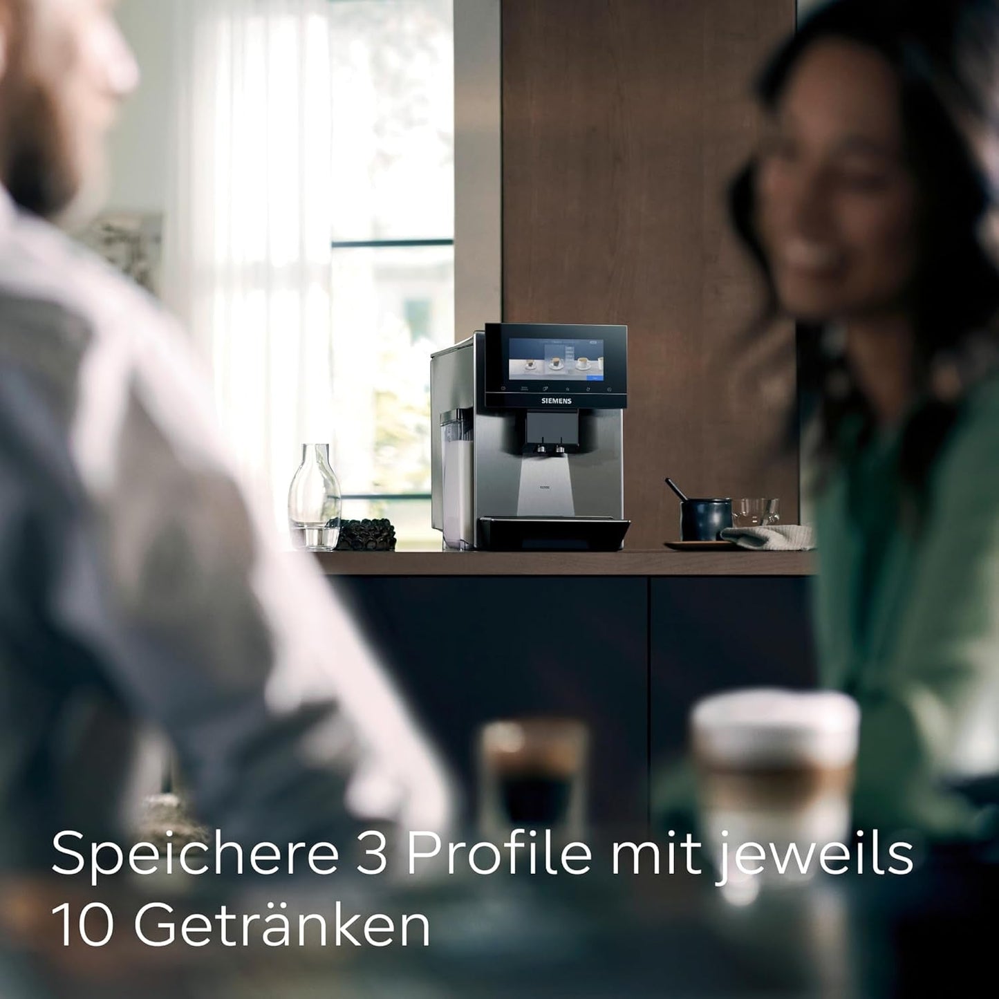 Automatyczny ekspres do kawy Siemens EQ900 TQ903D03, sterowanie z aplikacji, intuicyjny wyświetlacz dotykowy, tryb baristy, AromaBoost, redukcja szumów, młynek Premium, automatyczne czyszczenie parą, 1500 W, stal nierdzewna