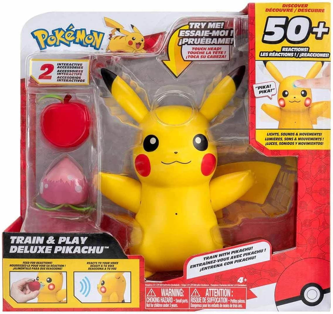 Pokémon PKW3330 - Deluxe My Partner Pikachu, oficjalny Pikachu ze światłem, dźwiękiem i ruchem Figurki Naty Shop