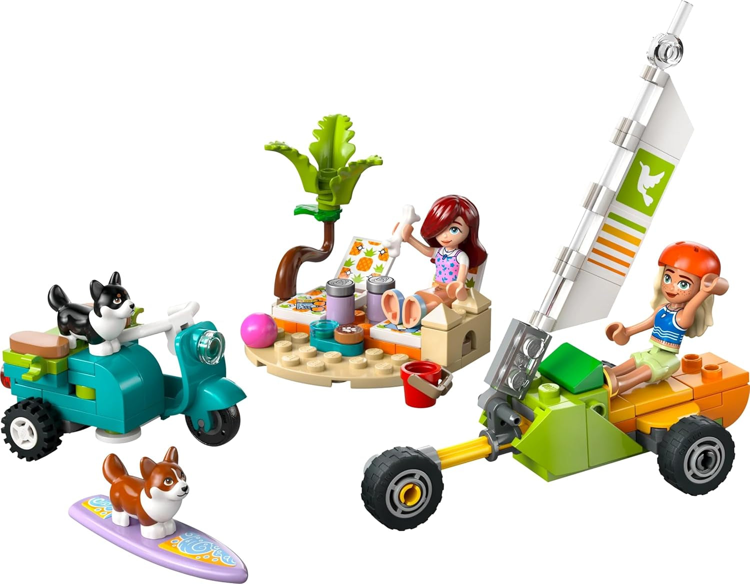 LEGO Friends Przygoda na plaży z psami Zabawka do budowania dla dziewczynek Zestaw zwierząt w wieku 6 lat z 2 minifigurkami i 2 figurkami Corgi Kreatywny prezent dla dzieci Przygoda na desce surfingowej Zestaw do budowania 42641 Zestawy do budowania Besuche den LEGO-Store