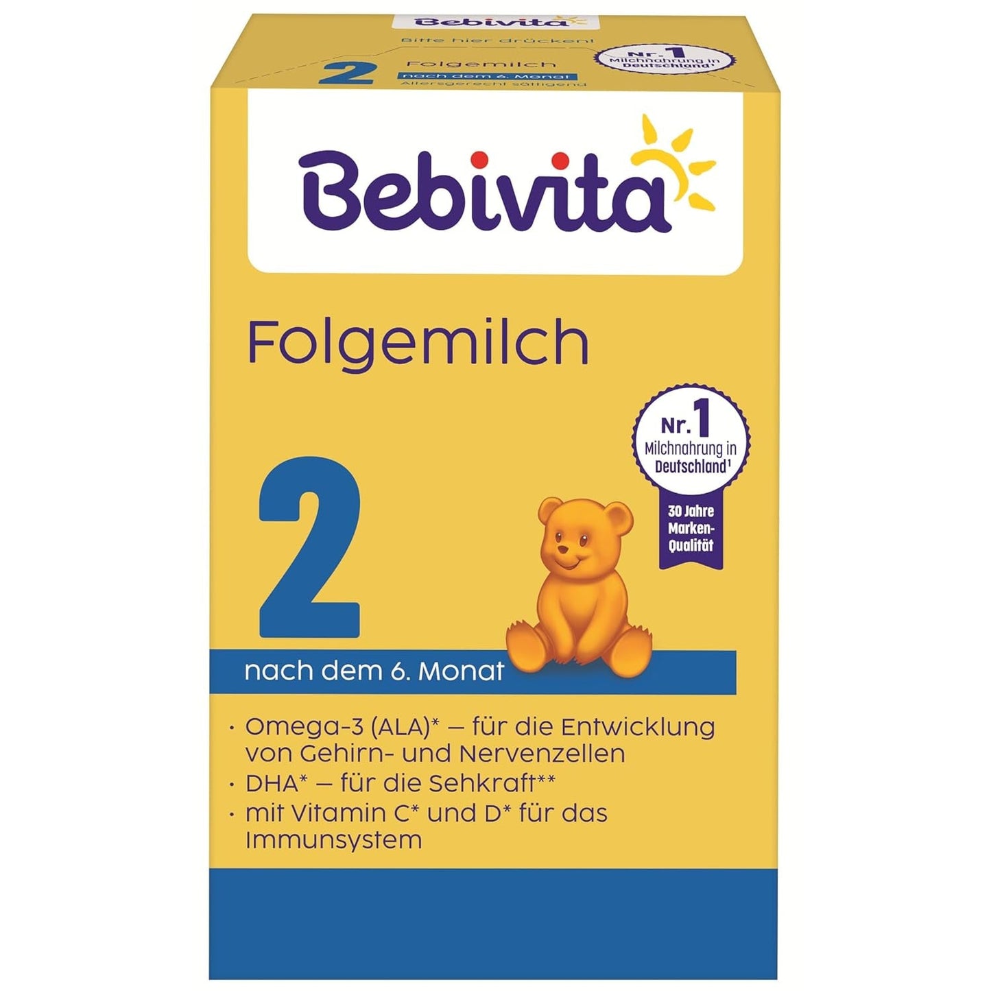 2 Folgemilch (4 x 500 g), nach dem 6. Monat, mit Witamina C i D, Omega-3 (DHA), altersgerecht sättigend