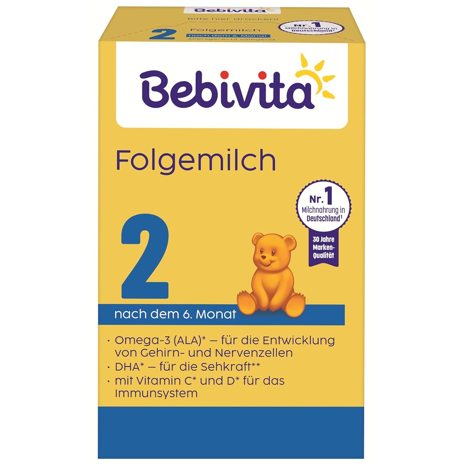 2 Folgemilch (4 x 500 g), nach dem 6. Monat, mit Witamina C i D, Omega-3 (DHA), altersgerecht sättigend