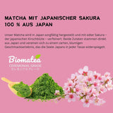 Herbata Sakura Matcha 50g - Ceremonial Grade z Japonii - Zielona herbata Premium z proszkiem z kwiatu Sakura - Pierwsze zbiory, Mielona na kamieniu, Wegańska, Bez dodatków