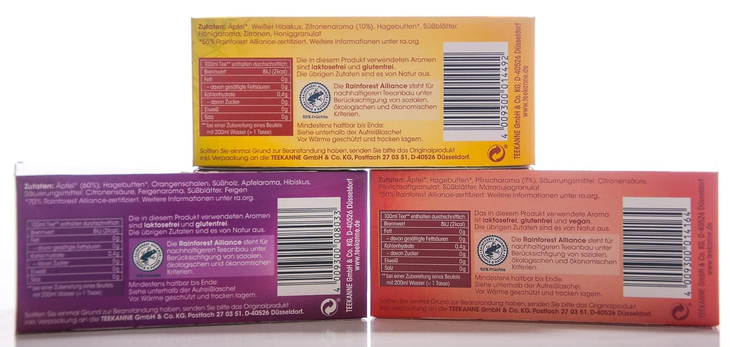 Zestaw herbat Teekanne 3 asortymenty, włoska cytryna, śródziemnomorska brzoskwinia i tureckie jabłko, 155g