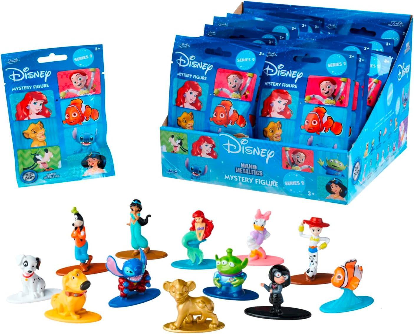 Jada Toys Disney Rysunek (1X tajemnicza figurka w opakowaniu w ciemno) - 1 niespodzianka kolekcjonerska figurka z 12 figurek Disneya, figurka z nano metalu (4 cm) dla dzieci i fanów w wieku 3+, seria 2, czarne figurki Naty Shop Domyślny tytuł
