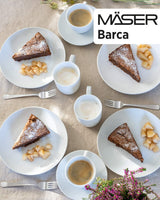 Zestaw zastawy stołowej Mäser Barca dla 6 osób, zestaw 12 sztuk, porcelana, biały