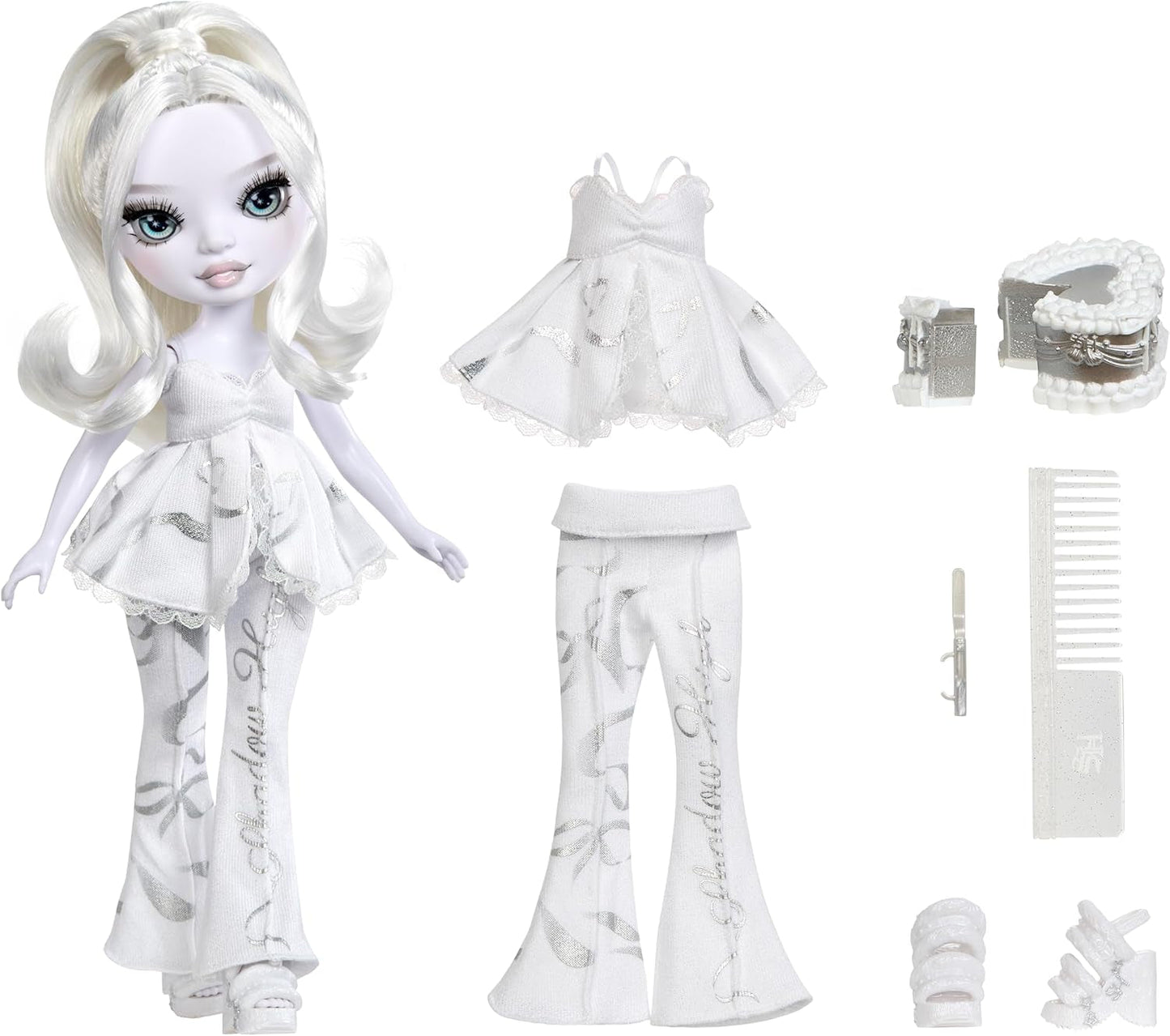 Rainbow High Shadow High Girl's Night Doll - Natasha Zima - 28 cm modna lalka w odcieniach szarości, białych włosów i srebrnego stroju z akcesoriami i grzebieniem - Dla kolekcjonerów i dzieci w wieku od 6 lat