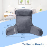 INFANZIA ergonomiczna poduszka do czytania z podłokietnikami, oparcie z pianki memory, szara, M