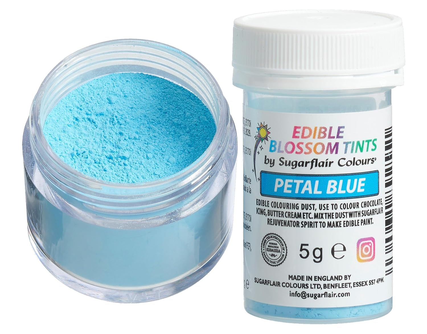Sugarflair Blossom Tint Dust Petal Blue Food Coloring Powder - Barwnik spożywczy w proszku do dekoracji ciast, kremówek, lukrów, czekolady, kremu maślanego, makaroników i nie tylko - 5G
