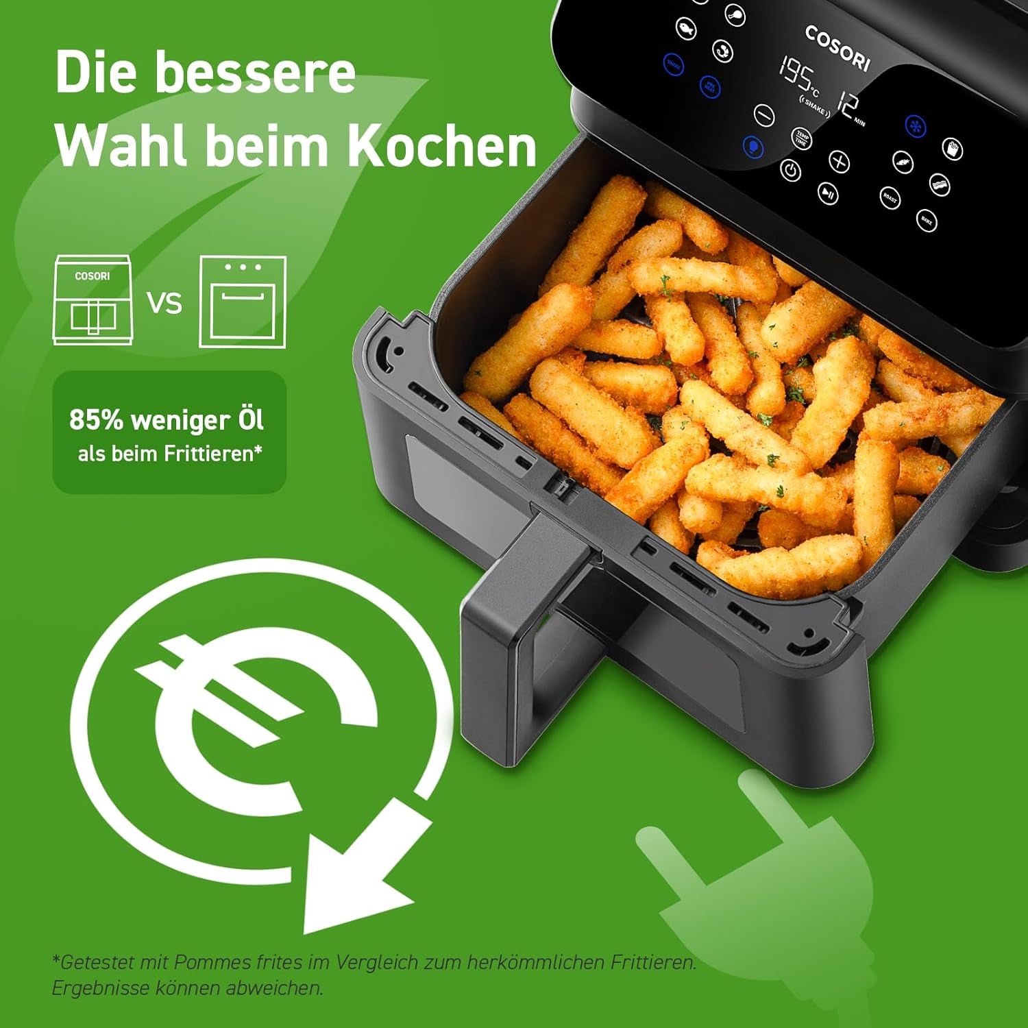 COSORI Frytownica na gorące powietrze Airfryer, frytownica 12 w 1 XXL 6,2 l, frytkownica na gorące powietrze z okienkiem i przypomnieniem o mieszaniu, 80 przepisów AGD Naty Shop