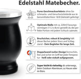 Zestaw do herbaty Mate Bio ● 3 zestawy Mate + 2 filiżanki Mate ze stali nierdzewnej o podwójnych ściankach + 2 Bombille + Instrukcja parzenia (czarna)