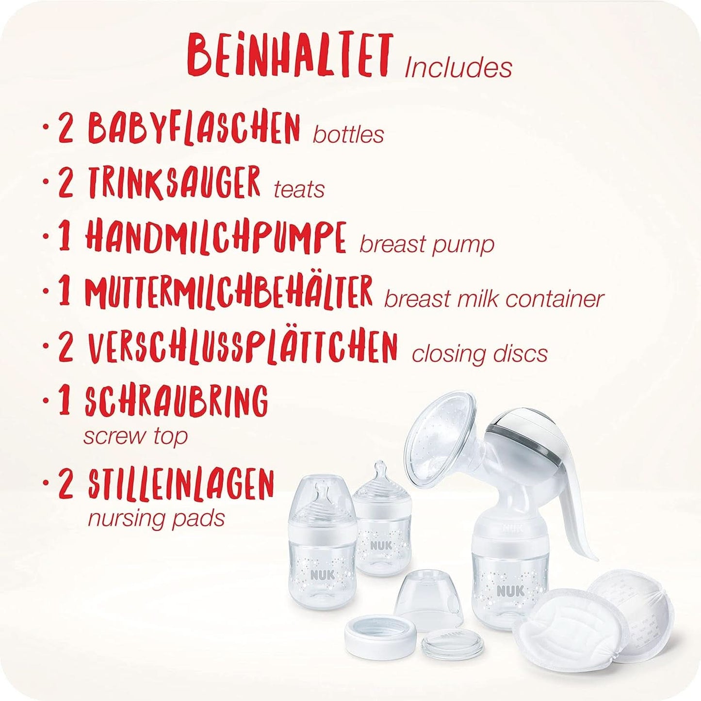 Ręczny laktator NUK Nature Sense | Zestaw do karmienia z ręcznym laktatorem, butelkami i wkładkami laktacyjnymi Ultra Dry Comfort | 6 sztuk żywności dla niemowląt i akcesoriów do karmienia piersią Naty Shop