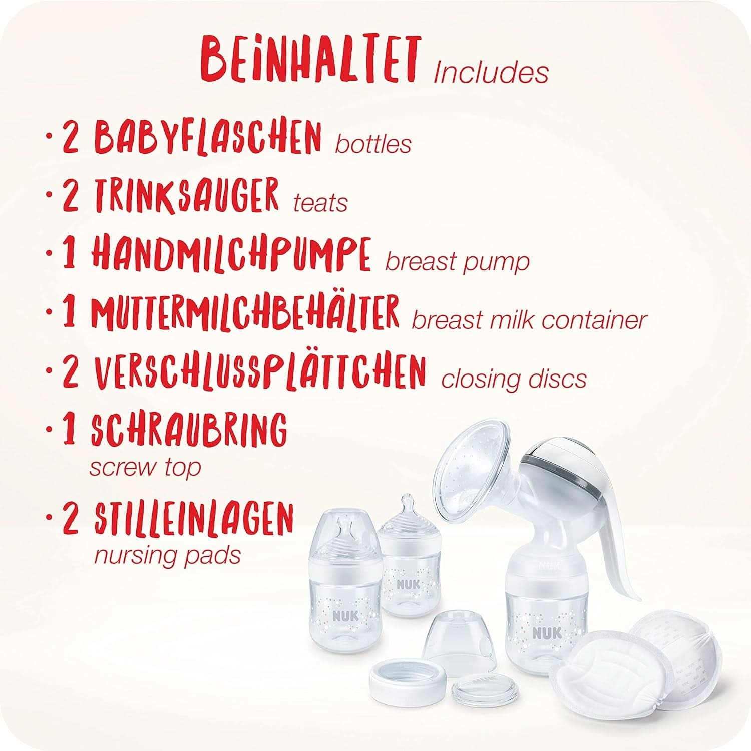 Ręczny laktator NUK Nature Sense | Zestaw do karmienia z ręcznym laktatorem, butelkami i wkładkami laktacyjnymi Ultra Dry Comfort | 6 sztuk żywności dla niemowląt i akcesoriów do karmienia piersią Naty Shop