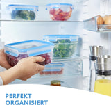 Emsa 515585 Klips do żywności i zamykanie | 3-częściowy zestaw | plastik | przezroczysty / zielony | Pudełka do przechowywania żywności Naty Shop o pojemności 0,55 / 1 / 2,2 litra