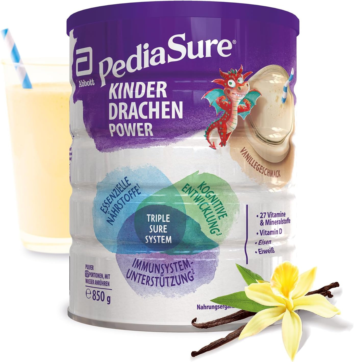 Pediasure Moc Smoka, Suplement diety dla dzieci od 1. roku życia, 27 witamin i minerałów Naty Shop Wanilia