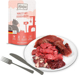 MjAMjAM - Mokra karma premium dla kotów - Pakiet mieszany I - Kurczak, Wołowina, Serca 12 Pak (12 x 125 g), Bez Zbóż z Dodatkowym Mięsem