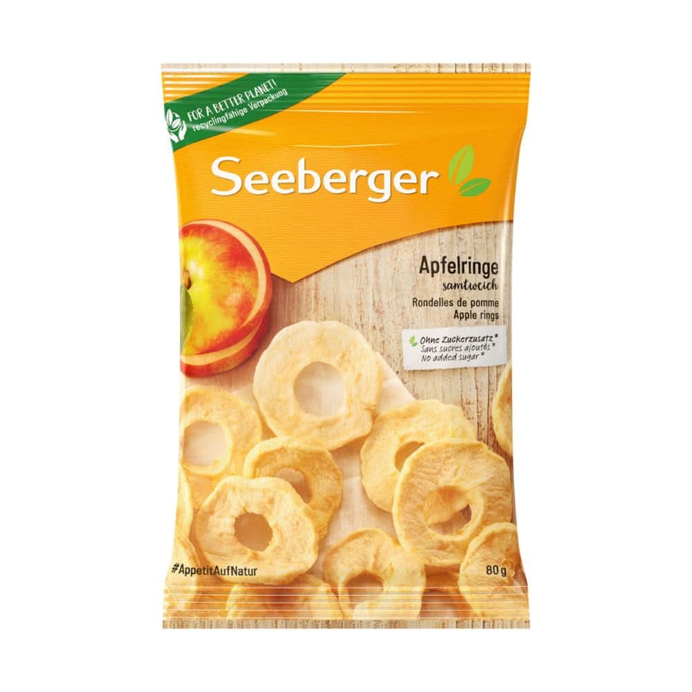 Seeberger, najwyższej jakości suszone plasterki jabłka, bez dodatku cukru, 10 x 80 gramów Naty Shop produkty suszone 10 x 80 gramów