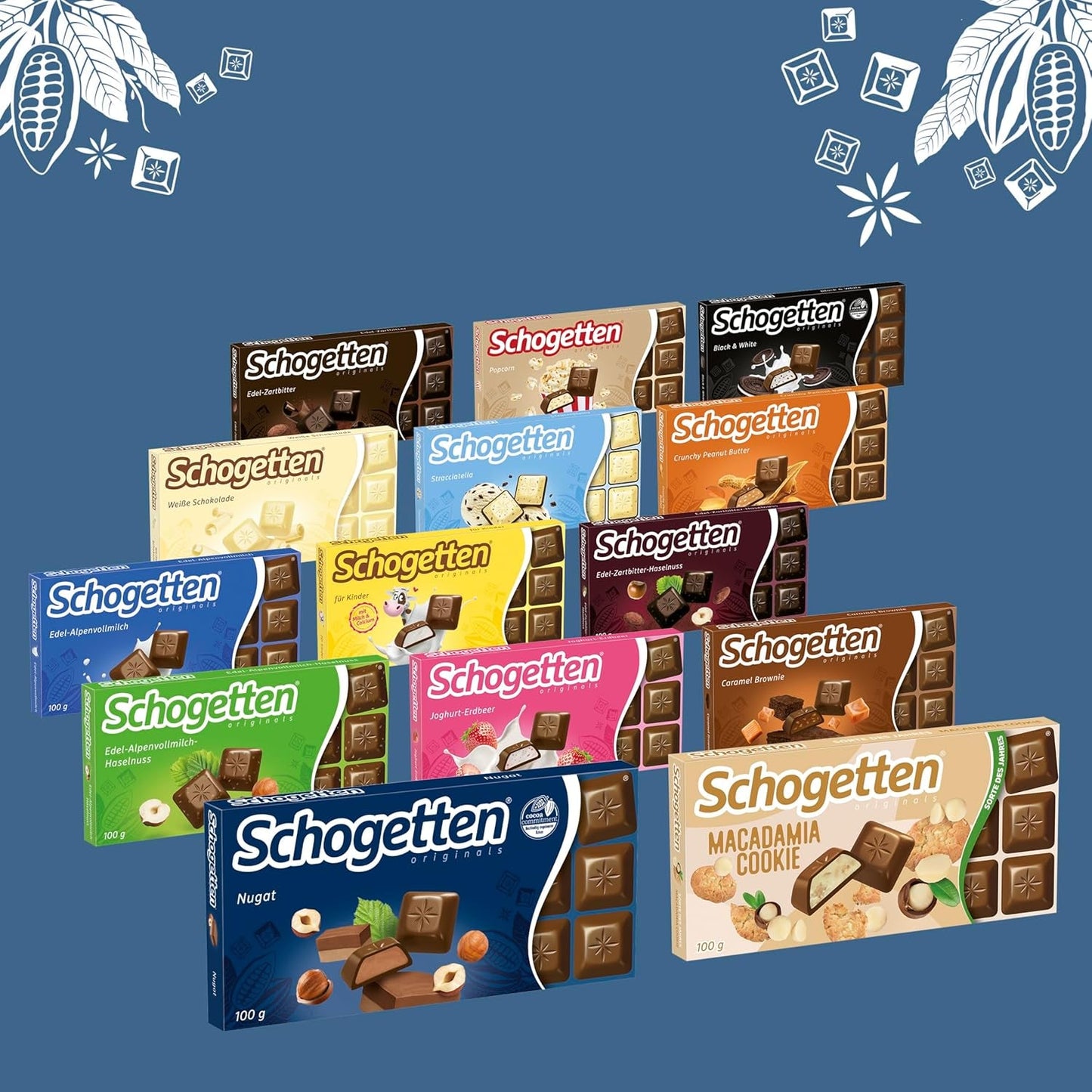 Tabliczka czekolady Schogetten Nougat 100g, pojedynczo porcjowana. Rozkosz. Kawałek po kawałku.