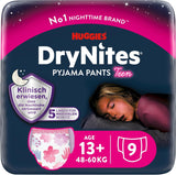 Huggies DryNites Pieluchy na noc dla dziewczynek 13–około 17 lat (48–60 kg) 27 sztuk (3x9) Paczka miesięczna Pieluszki majtkowe