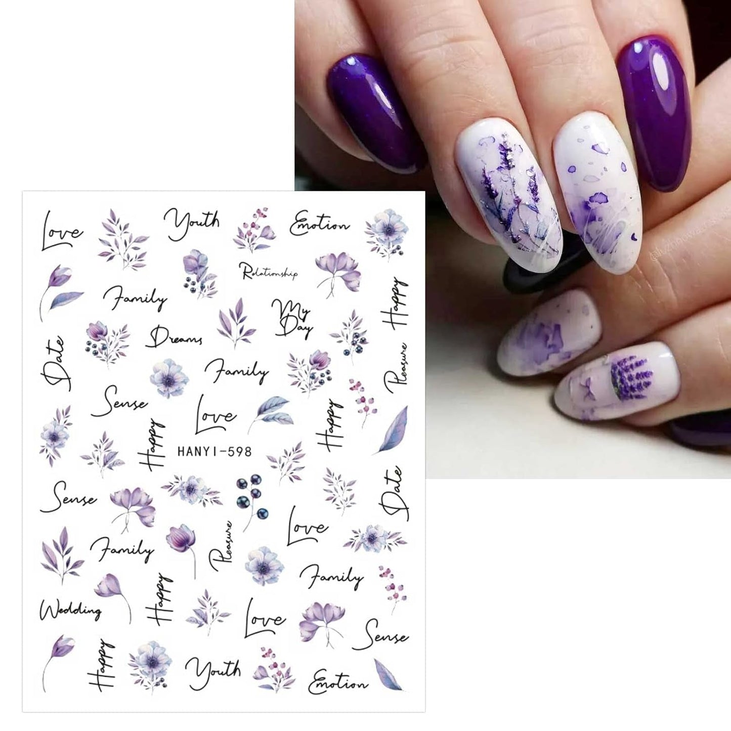 JMEOWIO Nagelsticker Blumen Frühling 9 Blatt Nail Art Naklejka Selbstklebend Nagelaufkleber Buntes Sommer Blumen Dekoration Nageldesign Zubehör