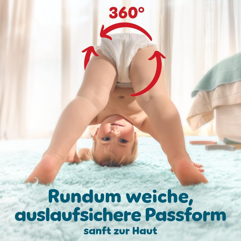 Spodnie Pampers Premium Protection rozmiar 5, 144 pieluszki, 11 kg - 17 kg, z regulacją 360° i miękkimi mankietami zapobiegającymi wyciekaniu dla optymalnego komfortu i ochrony