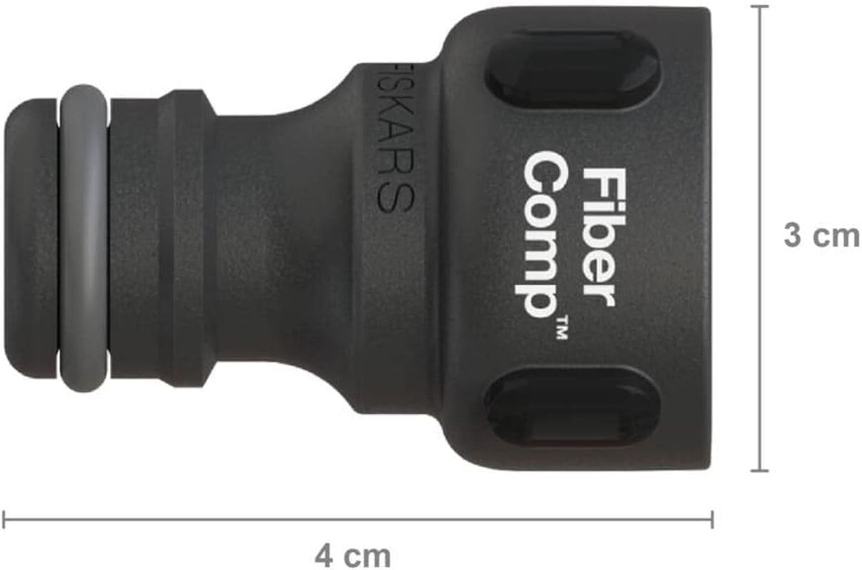 Złącze do kranu Fiskars, do kranów, Ø 21 mm (G 1/2"), FiberComp, rozmiar uniwersalny, 10 g, czarny/pomarańczowy, 1027053