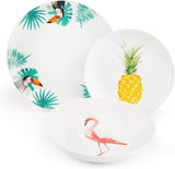 Zestaw zastawy stołowej Excelsa Tropical, 18 elementów, porcelana, biała, z dekoracją