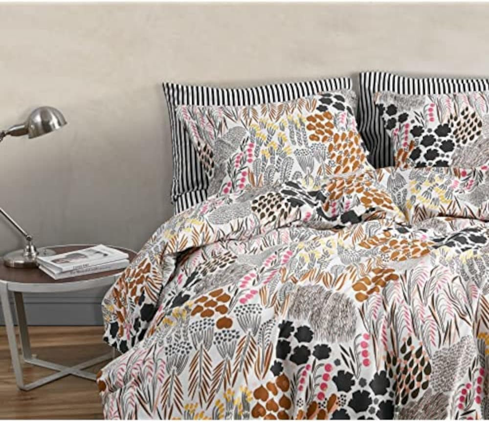 Zestaw pościeli MARIMEKKO Queen, pościel z bawełny perkalowej z pasującymi poszewkami na poduszki, całoroczny wystrój domu (Pieni Letto, wielokolorowy, łóżko typu queen-size) Naty Shop Kołdry i kołdry