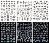 6 Blatt Schmetterling Nagelsticker Selbstklebend Laser Silber Schmetterlings Nagelaufkleber 3D Aurora Silber Schwarz Schmetterlinge Nagel Naklejki Frühling Nageldesign Naklejka na paznokcie Nail Art Zubehör