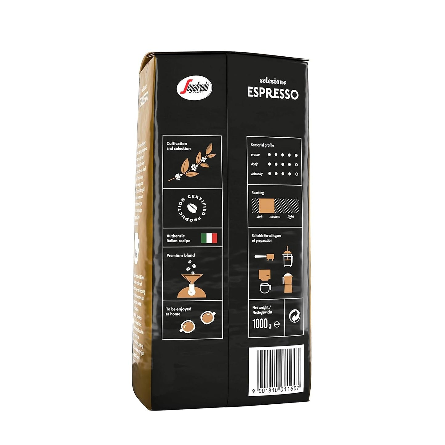 Segafredo Zanetti Selezione Espresso - Całe ziarna (opakowanie 1 kg) - Nadaje się do wszystkich włoskich specjałów kawowych - Prażenie od średniego do ciemnego, mocny i intensywny smak
