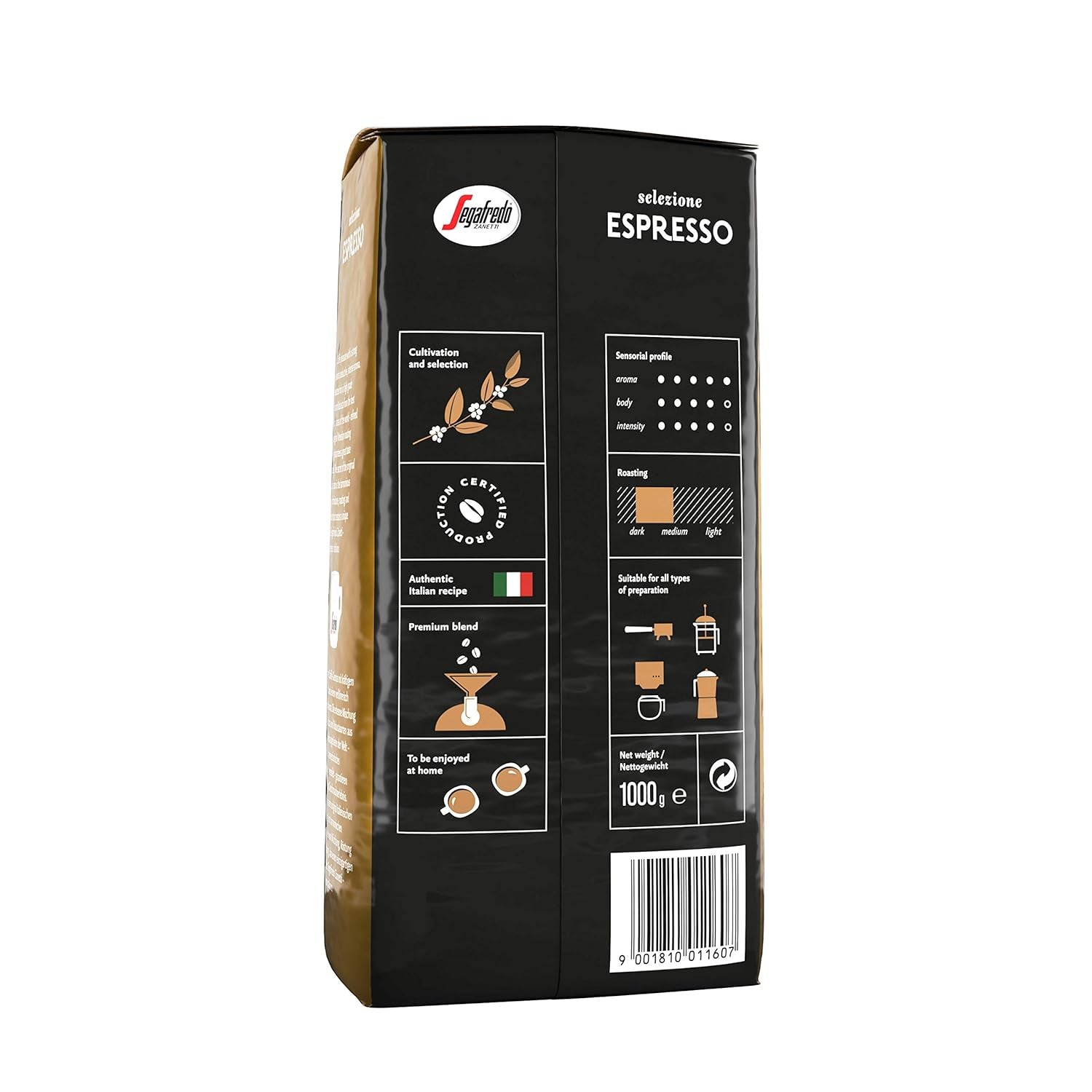 Segafredo Zanetti Selezione Espresso - Całe ziarna (opakowanie 1 kg) - Nadaje się do wszystkich włoskich specjałów kawowych - Prażenie od średniego do ciemnego, mocny i intensywny smak