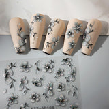 JMEOWIO 6 Blatt 3D Nagelsticker Blumen Nail Art Naklejka Selbstklebend Nagelaufkleber 5D Stereoskopisch Frühling Sommer Blumen Dekoration Nageldesign Zubehör