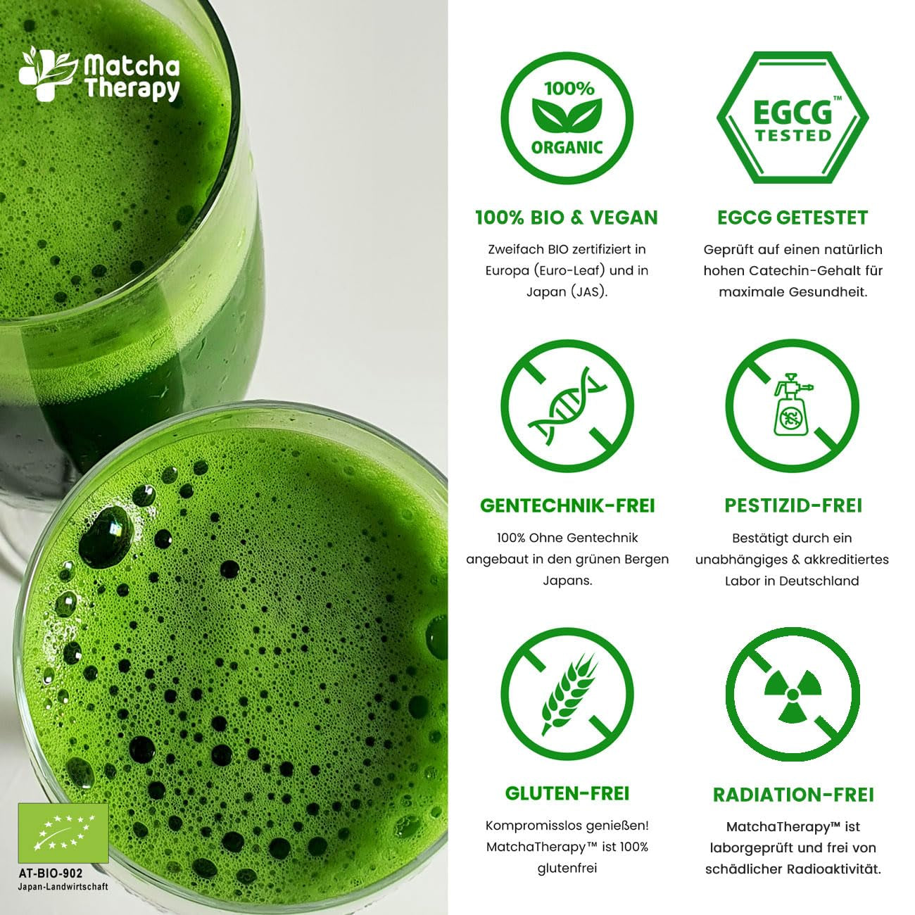 Terapia Matcha 30+ | Organiczna herbata Matcha w proszku | 60 g | O potwierdzonej zawartości co najmniej 30 mg/g katechiny EGCG | Wspomaga układ odpornościowy i poziom energii | Ceremonialna jakość | Zielona herbata z Japonii