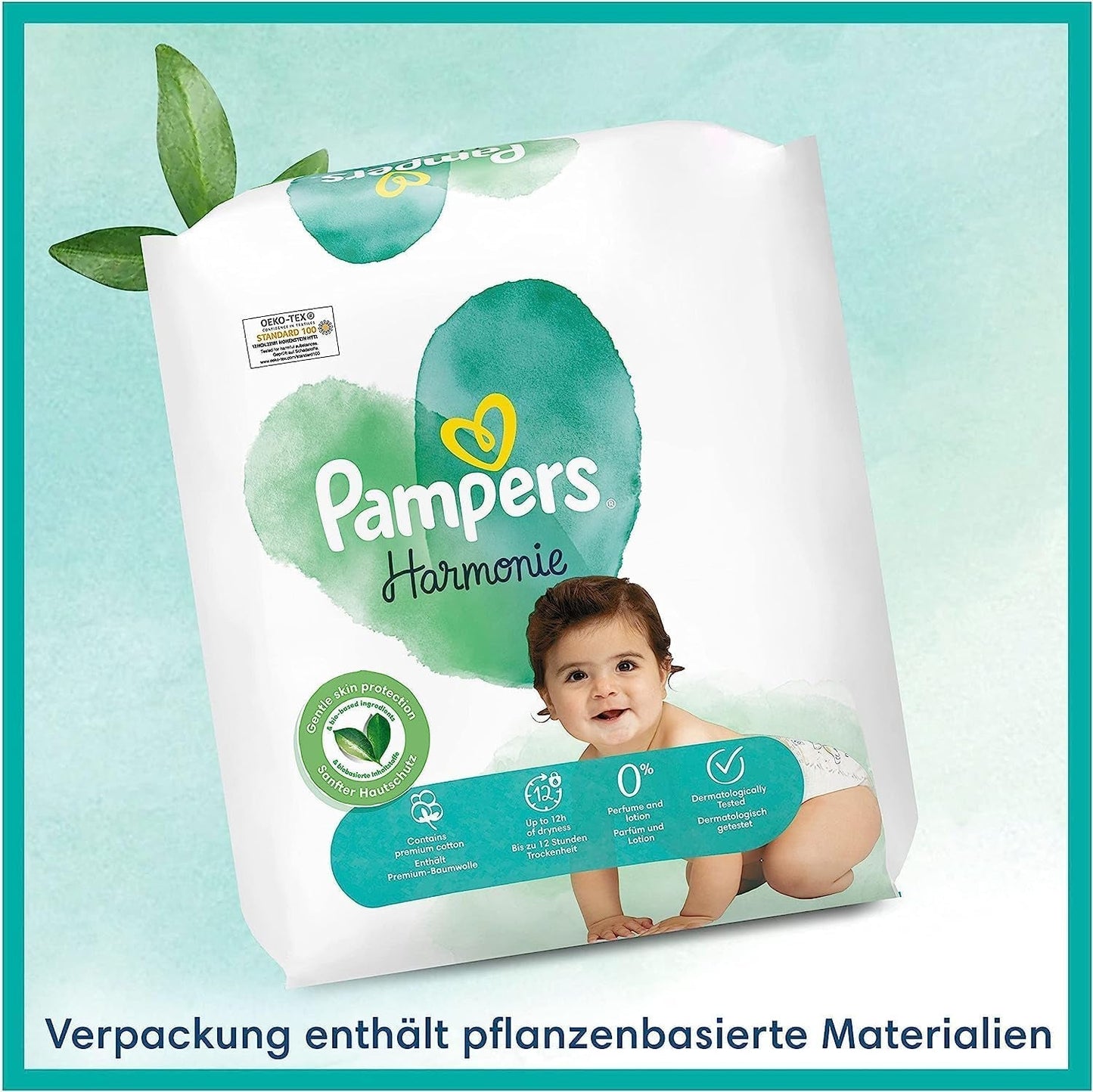 Zestaw pieluch dla niemowląt Harmonie Rozmiar 2 (4-8 kg, 240 sztuk) PUDEŁKO MIESIĘCZNE i Pudełko na chusteczki nawilżane Harmonie Aqua Baby 720 chusteczek (15 x 48), Baby Essentials