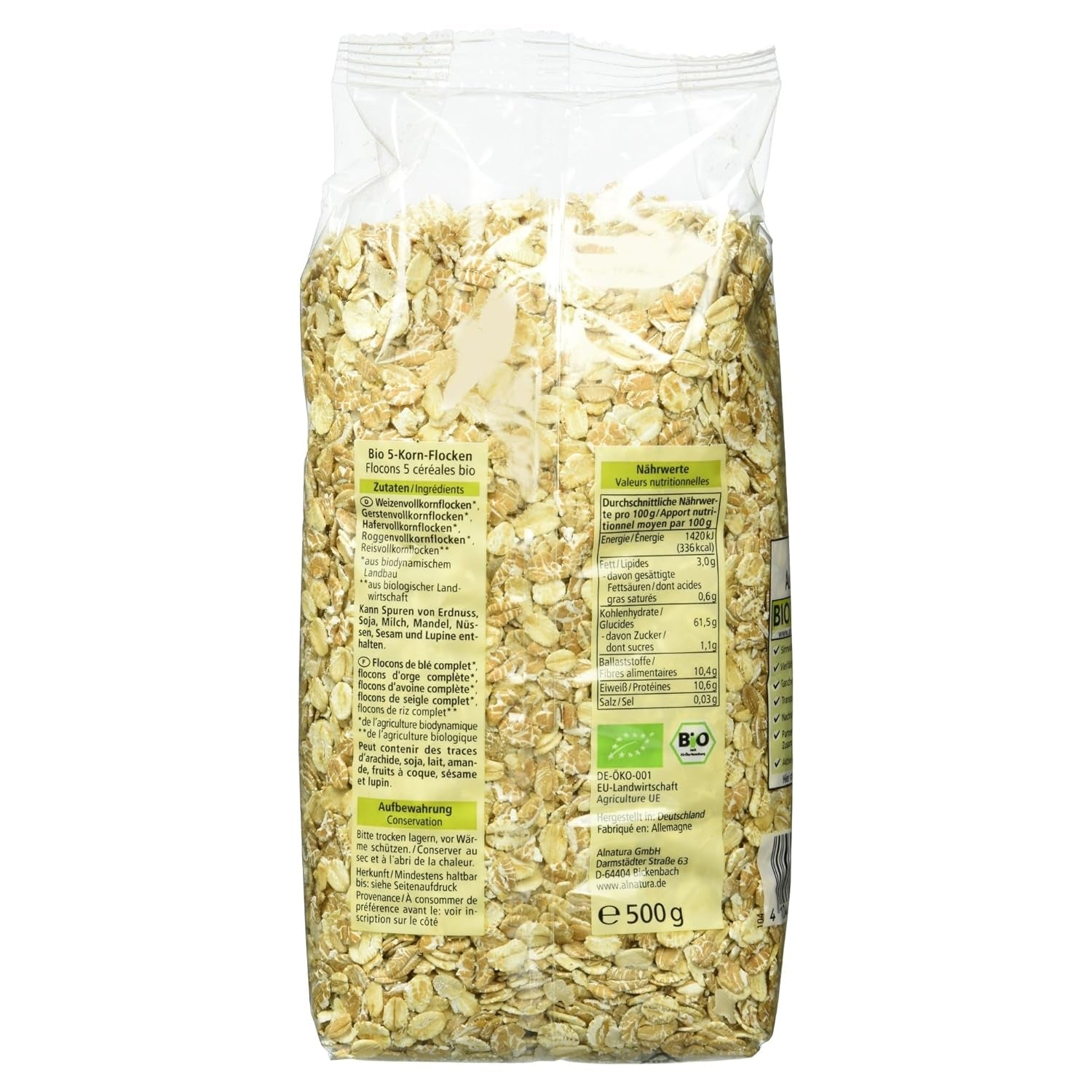 Organiczne płatki z 5 zbóż, 500 g