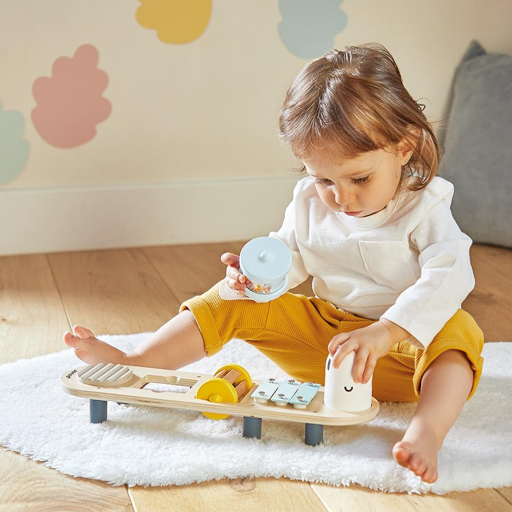 Janod - Utwory muzyczne Sweet Cocoon - 5 muzycznych zajęć dla dzieci - Wczesna edukacja muzyczna - Drewniana zabawka FSC - Od 12 miesiąca, J04058 Baby Toys Naty Shop