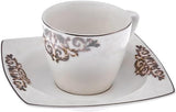 Zestaw porcelanowych filiżanek do espresso KARACA Nazende - 80 ml tureckie filiżanki do kawy ze spodkami, 12-częściowy nowoczesny serwis do kawy z 6 filiżankami do kawy i 6 spodkami, filiżanki do mokki - biały