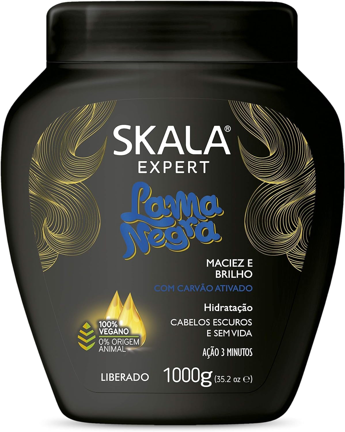 Creme de Tratamento Lama Negra 1 kg | Intensywna pielęgnacja każdego rodzaju włosów | Nawilżający wielokolorowy opakowanie 1 kg Naty Shop Maska do włosów Tytuł domyślny