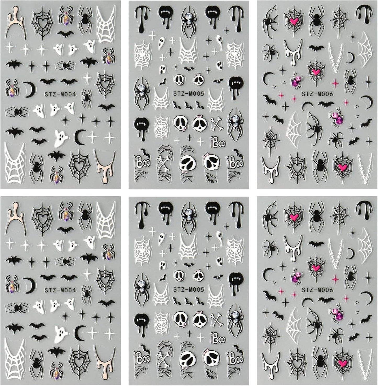 JMEOWIO Nagelsticker Halloween 6 Blatt Nail Art Naklejka Selbstklebend Nagelaufkleber Dekoration Nageldesign Zubehör