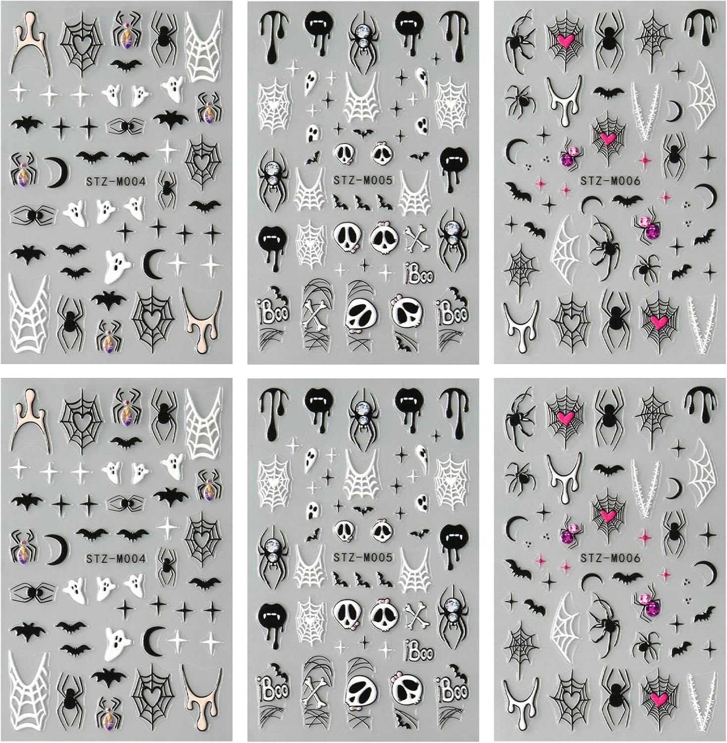 JMEOWIO Nagelsticker Halloween 6 Blatt Nail Art Naklejka Selbstklebend Nagelaufkleber Dekoration Nageldesign Zubehör