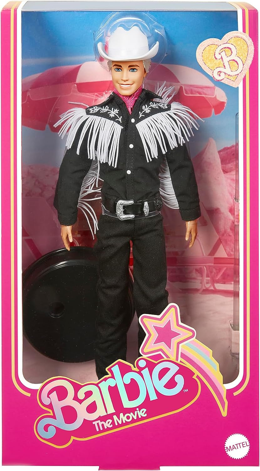BARBIE the MOVIE Ken – lalka kolekcjonerska w stroju westernowym, koszula vintage, kowbojski kapelusz, białe buty z filmu dla dzieci w wieku od 3 lat, lalki HRF30 Naty Shop