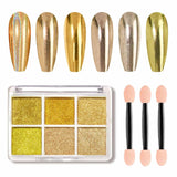 GZMAYUEN Chrom Pulver Für Nägel 6 Farbe Mirror Chrome Nail Powder Pigment Powder Nail Art