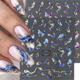 JMEOWIO Nagelsticker Marmor French Tip 8 Blatt Nail Art Naklejka Selbstklebend Nagelaufkleber Dekoration Nageldesign Zubehör