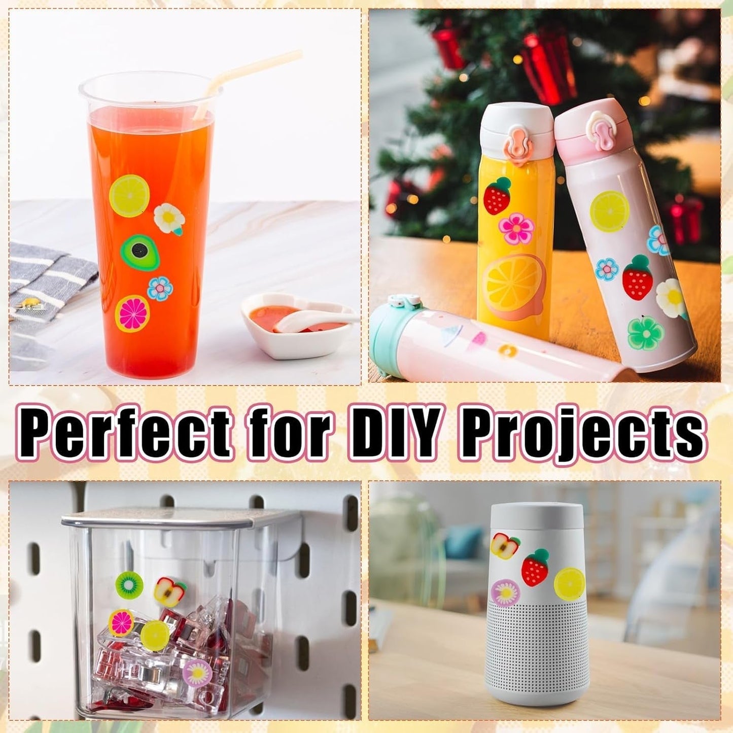 1000 Stk Nagel Obst Scheiben, Nagelkunst Fruchtscheiben Charms Śliczne Obst-Blumen Charms Mieszany zestaw Mini 3D Obstscheibe Nail Art Zum Nagelkunst Handy Deko DIY Schleimbasteln Ozdoba Scrapbooking