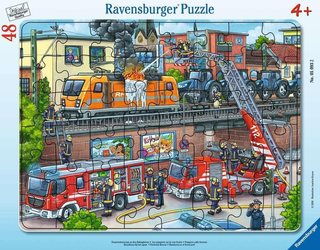 Puzzle dla dzieci Ravensburger - 05093 Akcja strażaków na torach kolejowych - Puzzle dla dzieci od 4. roku życia, zawierające 48 elementów. Puzzle Naty Shop Transport