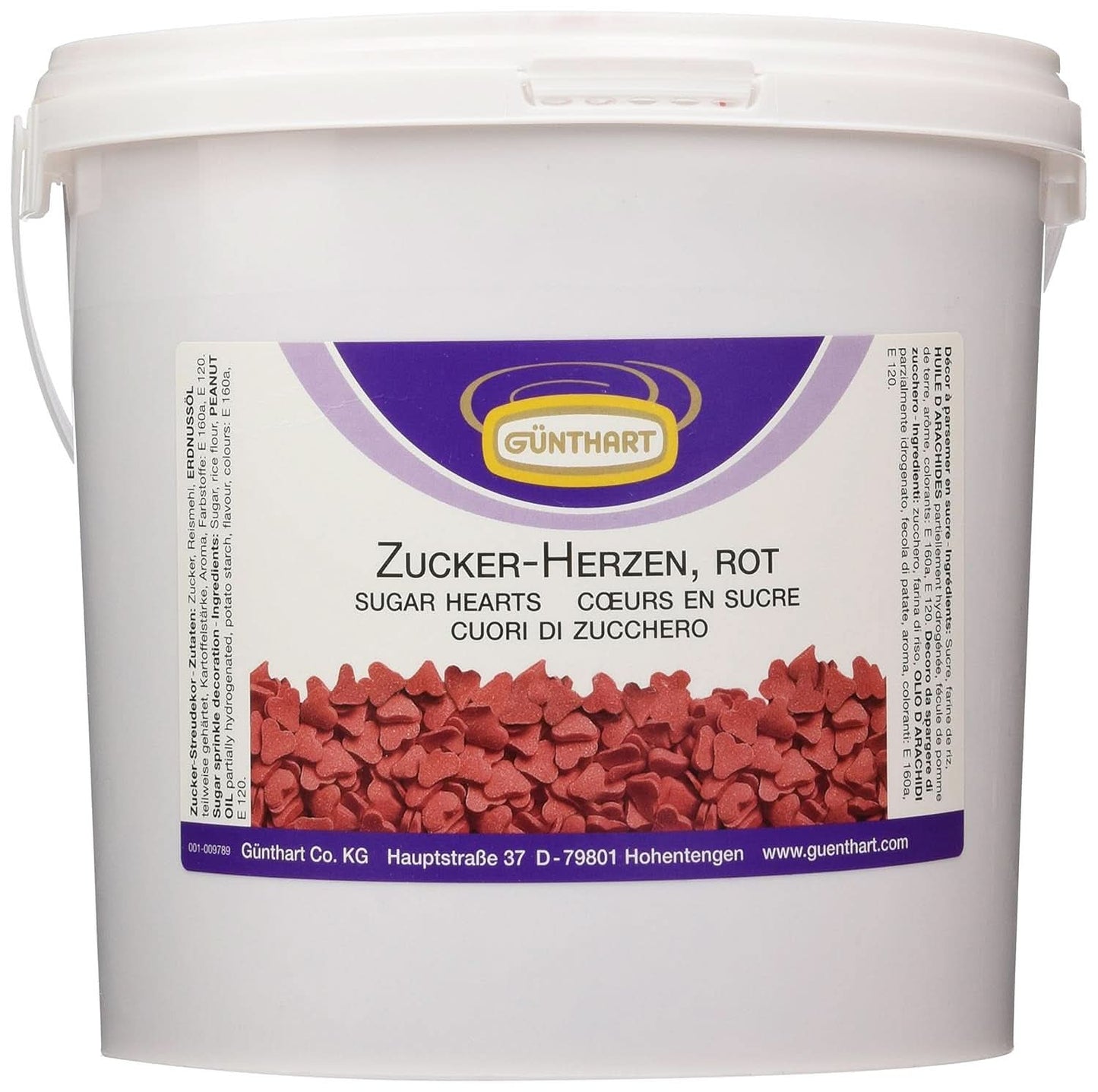 Dekoracja cukrowa Günthart, czerwone serca, 1,5 Kg Sprinkles Naty Shop