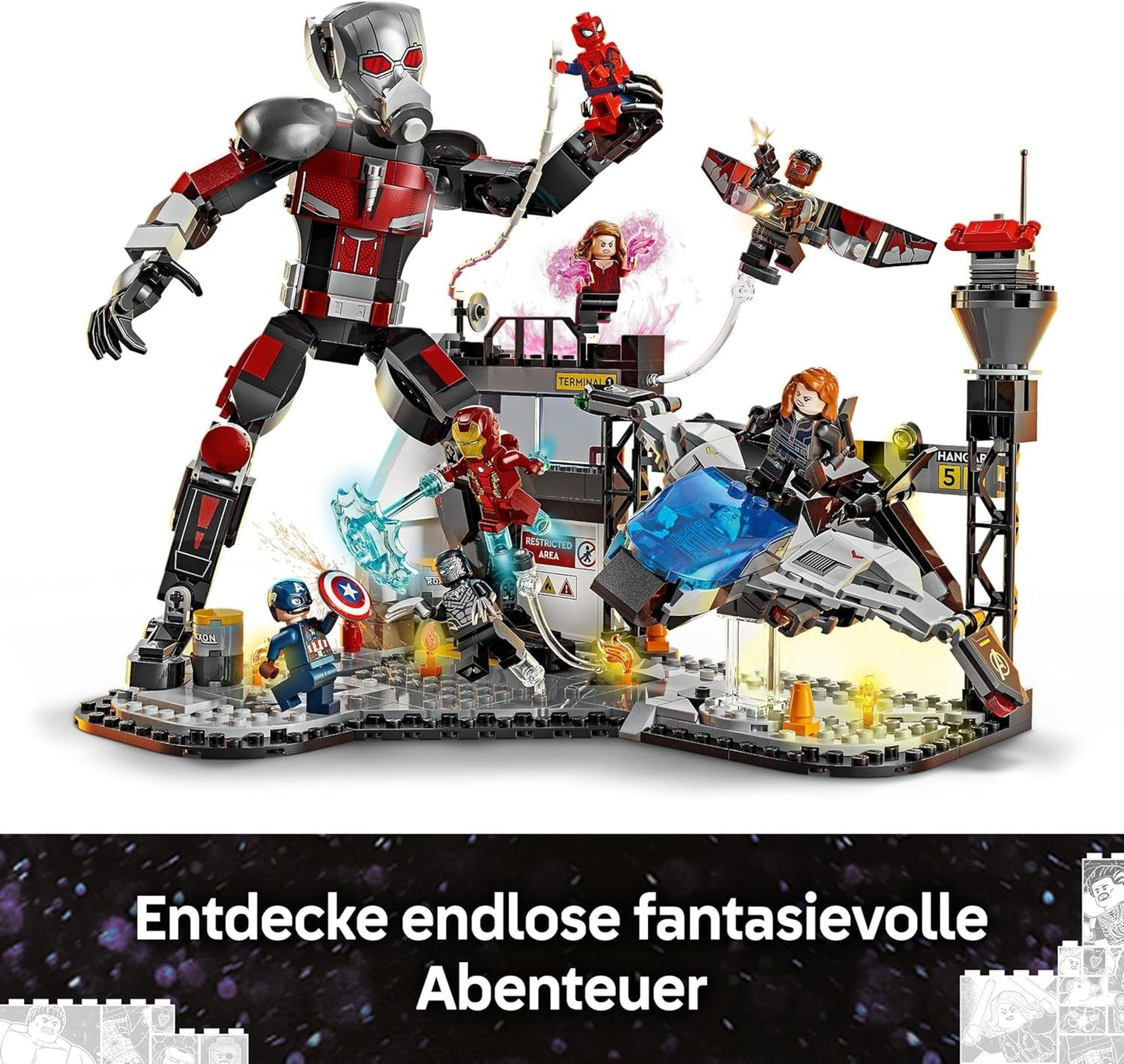 LEGO Marvel Kapitan Ameryka: Pojedynek w wojnie secesyjnej — Zestaw superbohaterów z 8 minifigurkami — Zabawkowy zestaw do budowania i zabawy samolotem — prezent dla chłopców i dziewcząt 76314 Zestawy do budowania Kup w sklepie LEGO